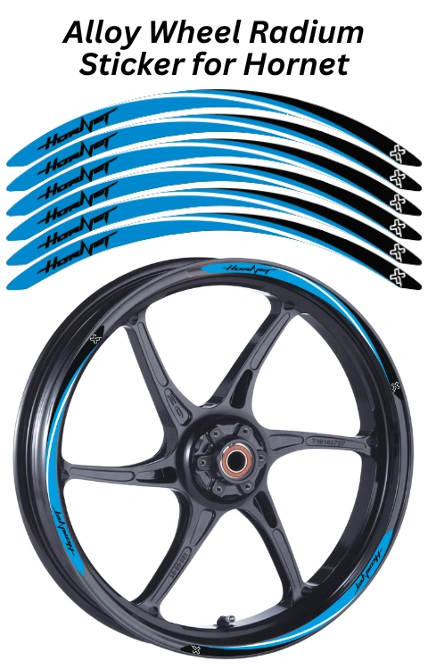 Alloy Wheel Radium Sticker Compatible with Hornet | Made in Premium Radium with FPF (Fade Protection Film), Waterproof, Precut Sticker, Pack Of 12